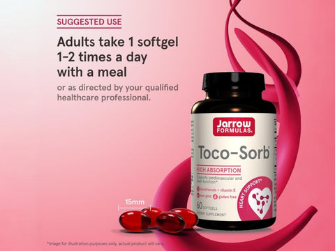 Jarrow Formulas Toco-Sorb Vitamin E Tocotrienol Complex Supplement – 60 Softgels How to Use directions label