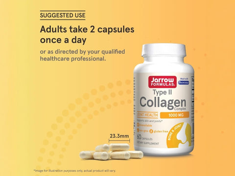 Jarrow Formulas Type II Collagen Complex 1000 mg Joint Support Supplement – 60 Capsules How to Use directions label