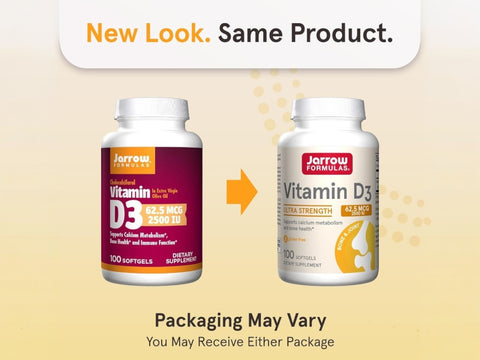 Jarrow Formulas Vitamin D3 1000 IU Vitamin D Supplement – 200 Softgels bottle front view packaging may vary