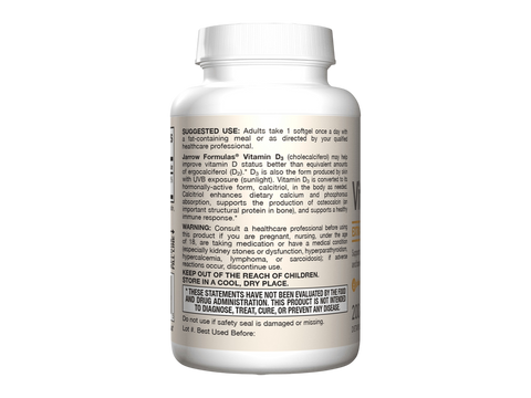 Jarrow Formulas Vitamin D3 1000 IU Vitamin D Supplement – 200 Softgels How to Use directions label