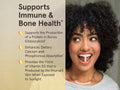 Jarrow Formulas Vitamin D3 1000 IU Vitamin D Supplement – 200 Softgels benefits infographic for bone and immune support
