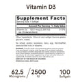 Jarrow Formulas Vitamin D3 - 2500 IU – 100 Softgels

