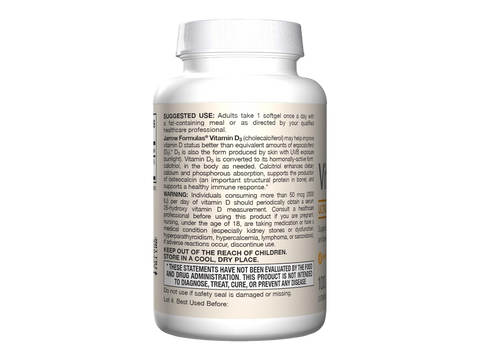 Jarrow Formulas Vitamin D3 2500 IU Vitamin D Supplement – 100 Softgels How to Use directions label