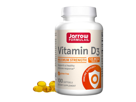 Jarrow Formulas Vitamin D3 5000 IU Vitamin D Supplement – 100 Softgels bottle front view