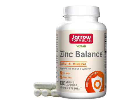 Jarrow Formulas Zinc Balance 15 mg Mineral Supplement – 100 Veggie Capsules bottle front view