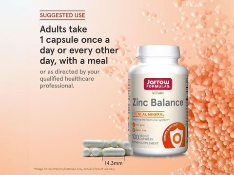 Jarrow Formulas Zinc Balance 15 mg Mineral Supplement – 100 Veggie Capsules How to Use directions label