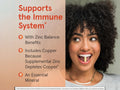 Jarrow Formulas Zinc Balance 15 mg Mineral Supplement – 100 Veggie Capsules benefits infographic for immune and antioxidant support