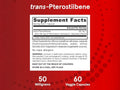 Jarrow Formulas trans-Pterostilbene 50 mg Antioxidant Polyphenol Supplement – 60 Veggie Capsules Supplement Facts panel