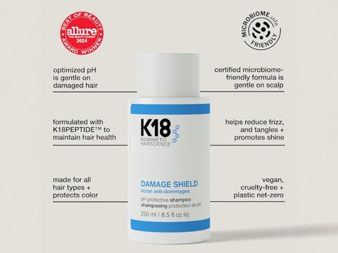K18 DAMAGE SHIELD pH Protective Shampoo – 250ml Strengthens, Protects & Balances Hair pH for Optimal Health