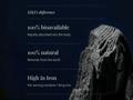 Mineral supplement with text highlighting its properties on a dark background