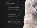 Mineral crystal with text highlighting KIKT's product features on a dark background