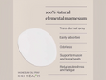 Kiki Health magnesium oil spray packaging with text on a beige background