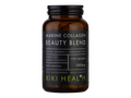 Brown supplement bottle labeled 'Marine Collagen Beauty Blend' by KIKI Health on a white background