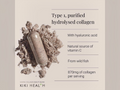 KIKI Health collagen supplement capsule with descriptive text on a beige background
