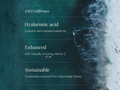 Text overlay on an image of a boat in the ocean with text about hyaluronic acid and sustainability.