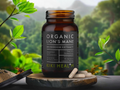 Bottle of Organic Lion's Mane Mushroom Extract by KIKI Health with a natural background