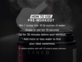 Kaged pre-workout supplement container with usage instructions on a dark background