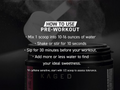 Kaged pre-workout supplement container with usage instructions on a dark background