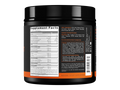 Supplement container with a focus on the back label showing supplement facts.