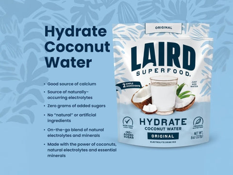 Laird Superfood Hydrate Coconut Water Powder, Original – 227g