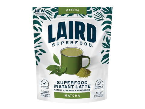 Laird Superfood matcha instant latte drink mix front pack 227g on white background