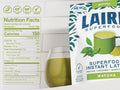 Laird Superfood matcha latte ingredients label 227g on white background
