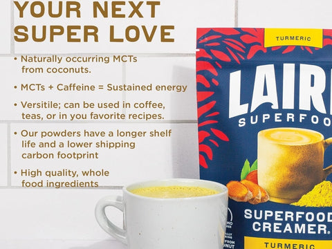 Laird Superfood Non-Dairy Coffee Creamer, Turmeric – 227g