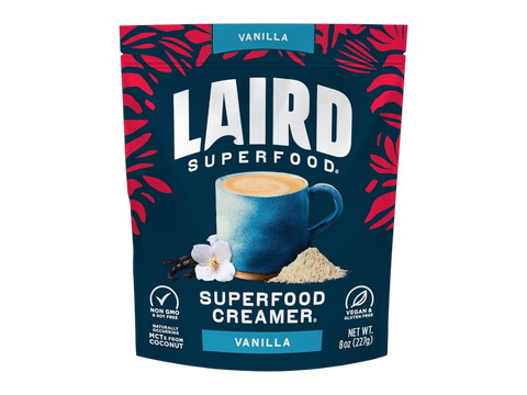 Laird Superfood non-dairy coffee creamer vanilla front pack 227g on white background