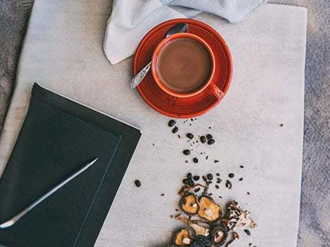 How to use: Laird Superfood Peruvian medium roast mushroom coffee 340g brewing instructions on white background