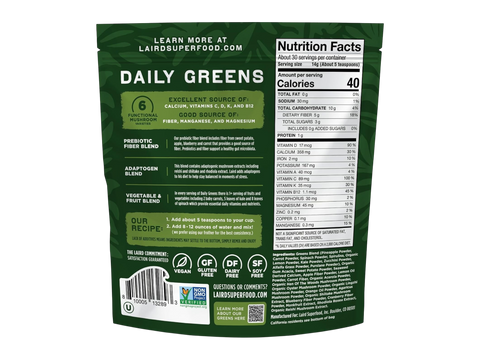 Barcode: Laird Superfood prebiotic daily greens powder barcode 420g on white background