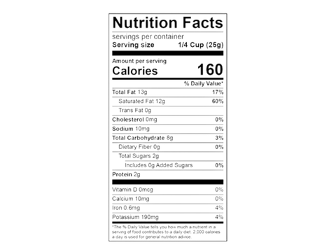 Laird Superfood reduced sugar instant latte 227g nutrition facts on white background