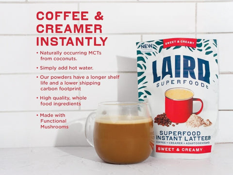 Laird Superfood Non-Dairy Instant Latte, Sweet & Creamy – 227g