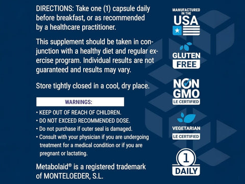 Life Extension direction label for botanical metabolic support blend.