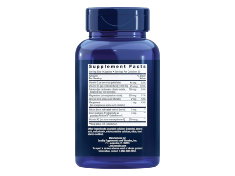 Supplement facts and usage instructions for Life Extension Bone Maintain capsule formula.