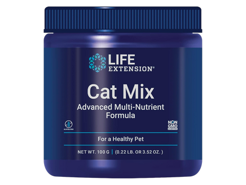 Life Extension Cat Mix daily nutritional supplement powder for cats, 100g jar.