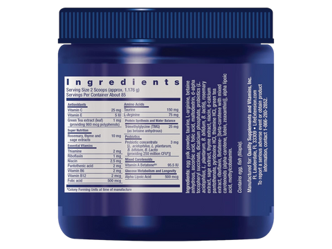 Label of Life Extension Cat Mix powder showing ingredients and feeding directions.