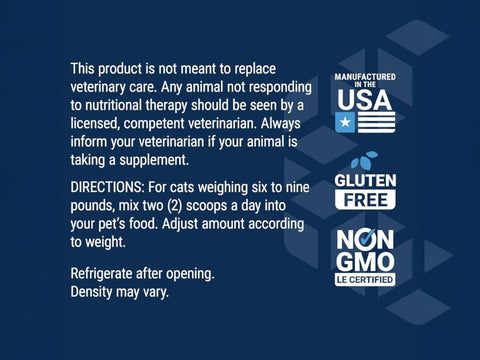 Label of Life Extension Cat Mix powder showing dosage and feeding directions.