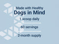 Label of Life Extension Dog Mix powder showing ingredient list and feeding guide dosage.