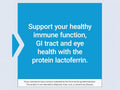 Supplement facts for Life Extension Lactoferrin showing 300mg dosage & warning