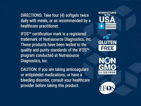 Supplement dosage label for Life Extension Super Omega-3 complex showing EPA, DHA, and extract amounts.