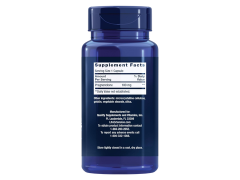 Life Extension Pregnenolone - 100mg Dietary Supplement for Wellness - 100 Capsules