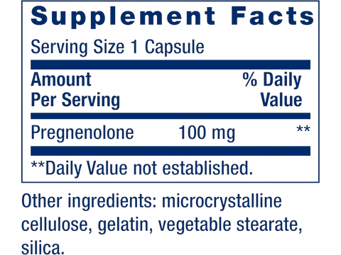 Life Extension Pregnenolone - 100mg Dietary Supplement for Wellness - 100 Capsules
