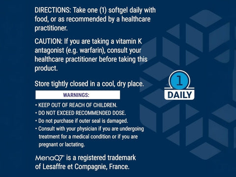 Supplement dosage for Life Extension Super K showing K1, MK-4, and MK-7 amounts