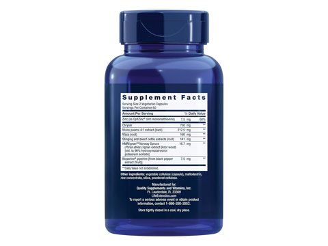 Supplement facts label for Life Extension Super Miraforte herbal and zinc formula.
