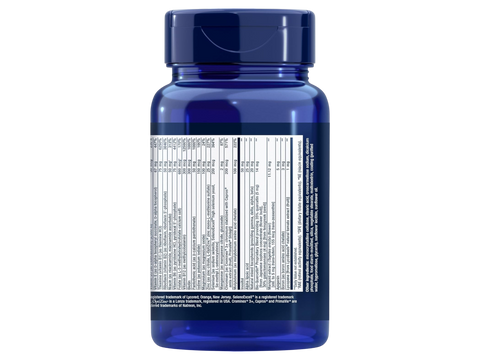Supplement facts panel for Life Extension Two-Per-Day Multivitamin showing full ingredient list.