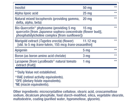 Supplement facts panel for Life Extension Two-Per-Day Multivitamin showing full ingredient list.