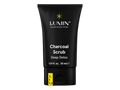 Lumin Charcoal Face Scrub for Men, 30mL tube, on white background.