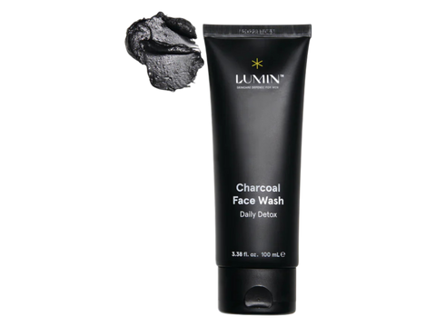 Lumin Charcoal Cream Face Wash for Men, 100mL tube, on white background.