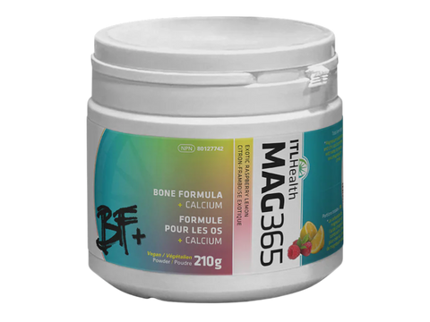 MAG365 BF Plus Calcium powder tub, raspberry lemon flavour, 210g.