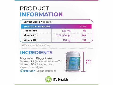 MAG365 PrizMAG Magnesium Bisglycinate with K2 & D3 - 90 Capsules